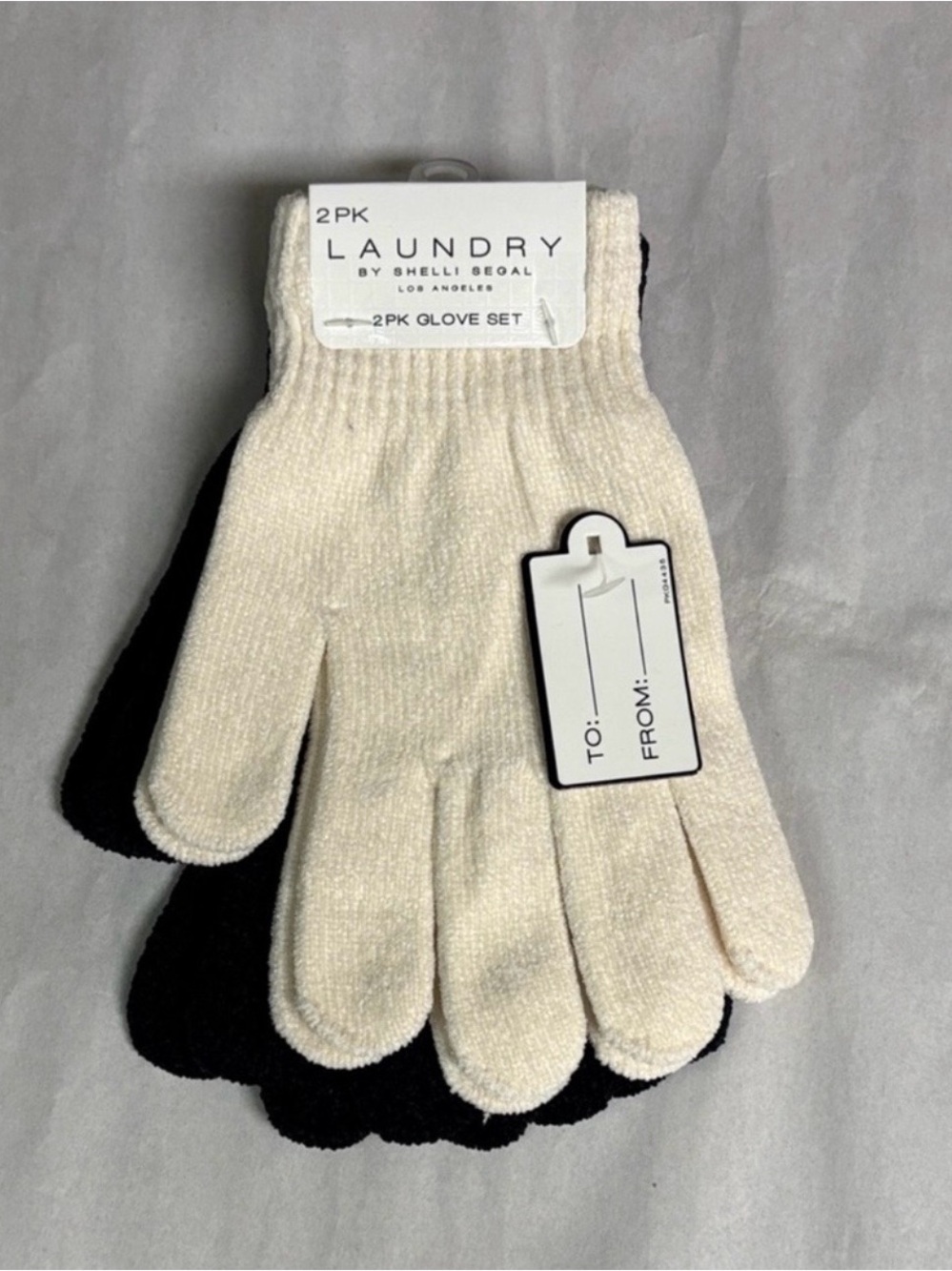 New Laundry Gloves 2 Pairs Set Women’s Black & Ivory Knit Casual Winter Outdoors
